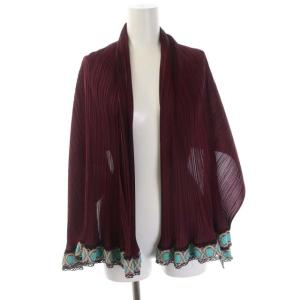 刺繍 プリーツボレロ ノースリーブ ボルドー