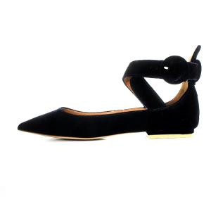 PIPPICHIC flat pointed toe cross ancle bert パンプス ストラップ ベルベット 38