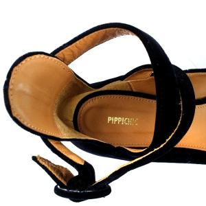 PIPPICHIC flat pointed toe cross ancle bert パンプス ストラップ ベルベット 38