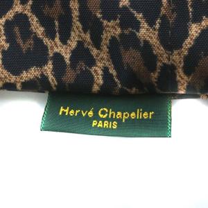 Hervé Chapelier ショルダーバッグ 舟型 ヒョウ柄 カモフラ ナイロン ML  ブラウン 1028F