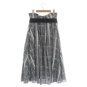 ADORE 2WAYフレアロングスカート サイドジップ 36 ブラック ホワイト