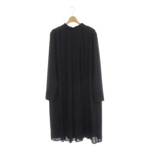 21AW 2WAYプリーツワンピース ロング 長袖 バックリボン 38 ネイビー