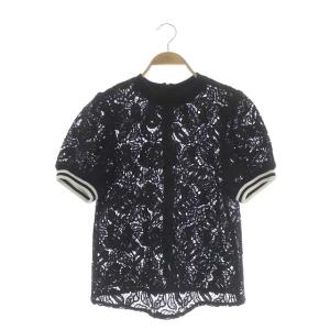LACE TOP カットソー 36 ブラック