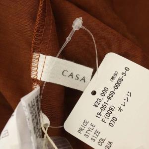 CASA FLINE スリーブタックブラウス 長袖 ギャザー バックボタン リネン混 F ブラウン