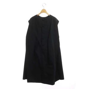 ADORE クールコットンストレッチバックボタンワンピース ひざ丈 ノースリーブ 38 ブラック