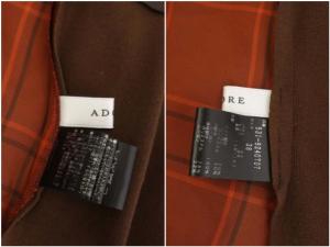 ADORE 19AW ヴィスコースチェックドッキングワンピース ロング ニット切替 長袖 ベルト付き 38 テラコッタオレンジ 茶 ブラウン