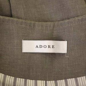 ADORE 19SS ドライツイストリネンラップワンピース ロング 半袖 前開き リボンベルト付き 38 グレー