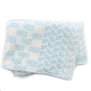 ベビー アニモー ピクセル ブランケット コットン 水色 白 ライトブルー ホワイト