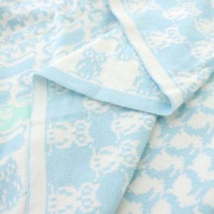 HERMES ベビー アニモー ピクセル ブランケット コットン 水色 白 ライトブルー ホワイト