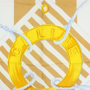 CELINE スカーフ ロープ ゴールド金具柄 シルク ブラウン
