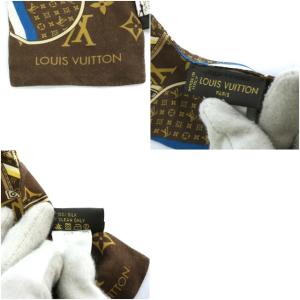 LOUIS VUITTON モノグラムバンドー トランク スカーフ シルク ブラウン M72395