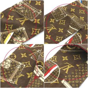 LOUIS VUITTON モノグラムバンドー トランク スカーフ シルク ブラウン M72395