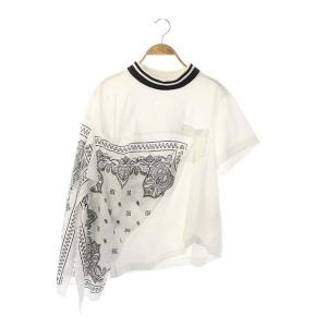 ペイズリー柄カットソー アシンメトリー 3 ホワイト ブラック 9-04271