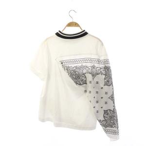 sacai ペイズリー柄カットソー アシンメトリー 3 ホワイト ブラック 9-04271