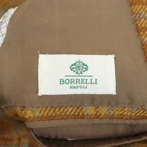LUIGI BORRELLI テーラードジャケット チェック カシミヤ 背抜き 3B 50 ブラウン