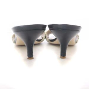 Salvatore Ferragamo ミュール ヴァラ リボン マリンボーダー 6.5 ネイビー