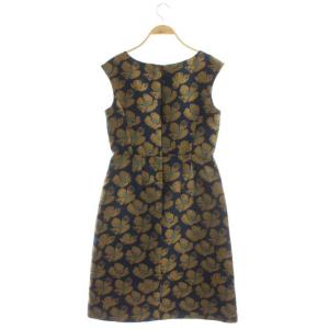 EPOCA THE SHOP フラワープリントワンピース 40 ネイビー