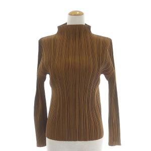 ISSEY MIYAKE トップス ブラウス 長袖 ハイネック 3 ブラウン
