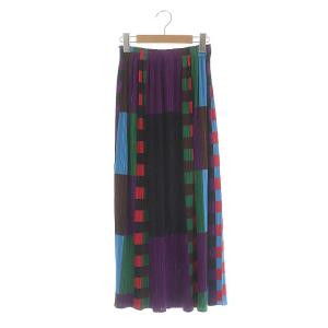 ISSEY MIYAKE 総柄プリーツロングスカート フレア 3 マルチカラー