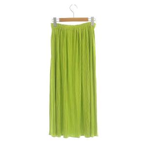 PLEATS PLEASE ISSEY MIYAKE プリーツロングスカート フレア ギャザー 5 ライムグリーン