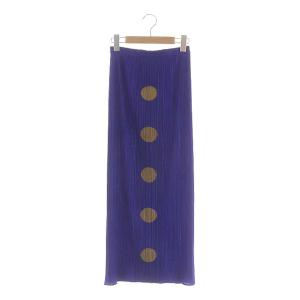 イッセイミヤケ ドットプリーツロングタイトスカート 2 ブルー