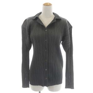 イッセイミヤケ プリーツシャツ スキッパー 4 チャコールグレー