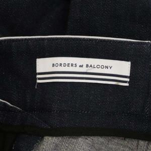 BORDERS at BALCONY HIGH-WAIST TWILL PANTS デニム ボーダー 36 ネイビー