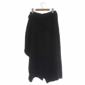 ENFOLD ベルテッドデザインスカート ロング コクーン タック 38 ブラック