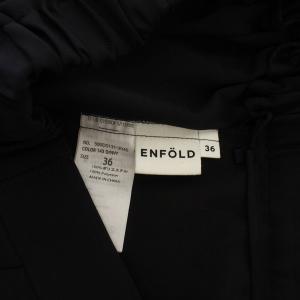 ENFOLD 20SS ワイドスラックスパンツ イージー ハイウエスト 36 ネイビー