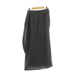 ENFOLD イレギュラーヘム ロングスカート ラップ ドレープ ウール 38 グレー