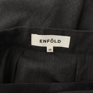 ENFOLD イレギュラーヘム ロングスカート ラップ ドレープ ウール 38 グレー