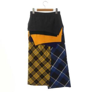 ENFOLD スカート ニット ロング チェック切り替えマルチパターン 38 マルチカラー