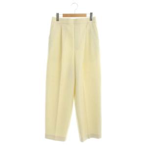 ダブルクロスタックパンツ テーパード タック ストレッチ 38 イエローベージュ