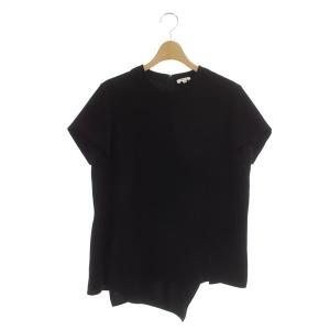 ジョーゼットアシンメトリーヘムブラウス 半袖 プルオーバー 38 ブラック