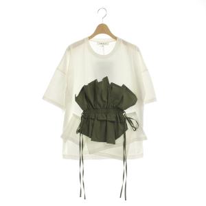 20AW Cut Layered Tシャツ カットソー 半袖 切替 38 ホワイト カーキ