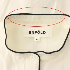 ENFOLD カフスデザインバンドカラーロングシャツ 長袖 切替 アシンメトリー 38 ホワイト
