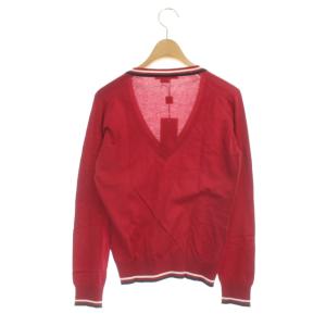 JOHN SMEDLEY Vネックプルオーバー ニット カットソー 長袖 M レッド