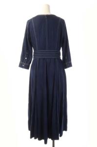 Diagram GRACE CONTINENTAL 21SS カシュクールデニムワンピース ロング 七分袖 ベルト付き 36 ネイビー