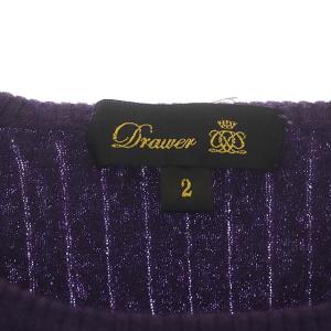 Drawer 18G クルーネックニット セーター プルオーバー リブ カシミヤ シルク混 長袖 2 パープル