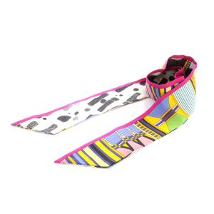 ツイリー スカーフ リボン 幾何学模様 アニマル模様 シルク  マルチカラー