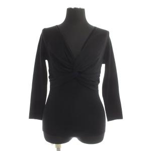 ウール ツイストニット カットソー 七分袖 38 ブラック