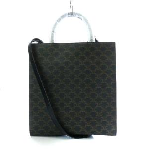 CELINE ミディアム バーティカル カバ トリオンフ トートバッグ ショルダーバッグ 2way 茶