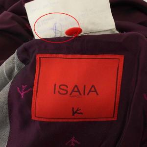 ISAIA カシミヤ混 3B ストライプ テーラードジャケット 3B 総裏地 48 グレー