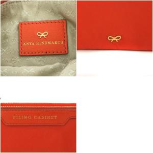 ANYA HINDMARCH Mini Filing Cabinet ポーチ メイク 化粧 タッセル ナイロン オレンジ レッド