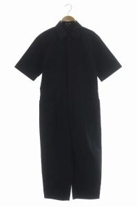 Drawer オールインワン ジャンプスーツ 半袖 ショートスリーブ テーパード タック 36 紺 ネイビー