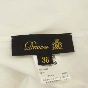 Drawer シャツ ブラウス ノースリーブ Aライン コットン 比翼仕立て シャーリング 36 ホワイト