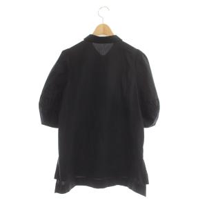 ANAYI 21SS ストレッチブロードブラウス 五分袖 ギャザー 36 ブラック