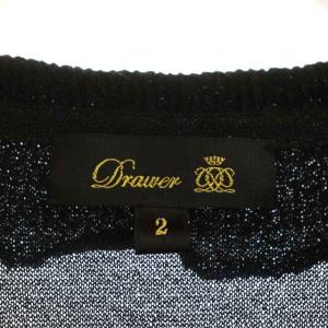 Drawer 14Gラメスキッパーニット カットソー 九分袖 プルオーバー 2 黒 ブラック