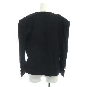 YVES SAINT LAURENT ヴィンテージ スーツ セットアップ ノーカラージャケット タイトスカート ロング M ブラック