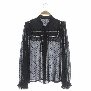 GRACE CONTINENTAL 21SS フリルシャツブラウス 前開き 長袖 ボウタイ ハート柄 38 ブラック